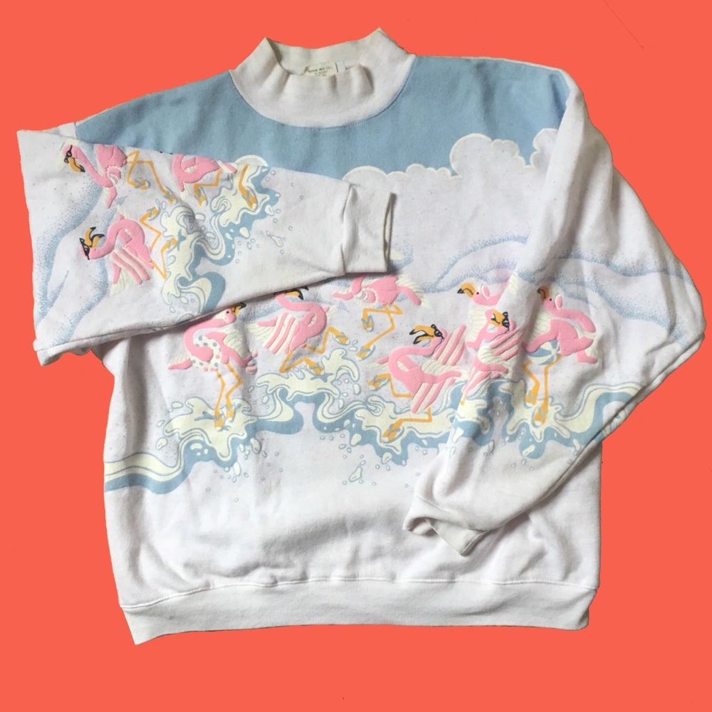 Vintage 80s Spumoni by Franko Flamingo Sweater